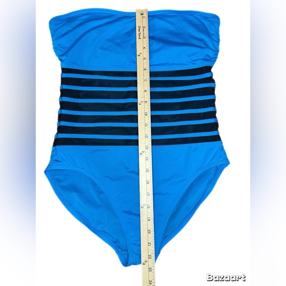 Calvin Klein Aqua and Black Striped Swimwear size 12 - Picture 3 of 8